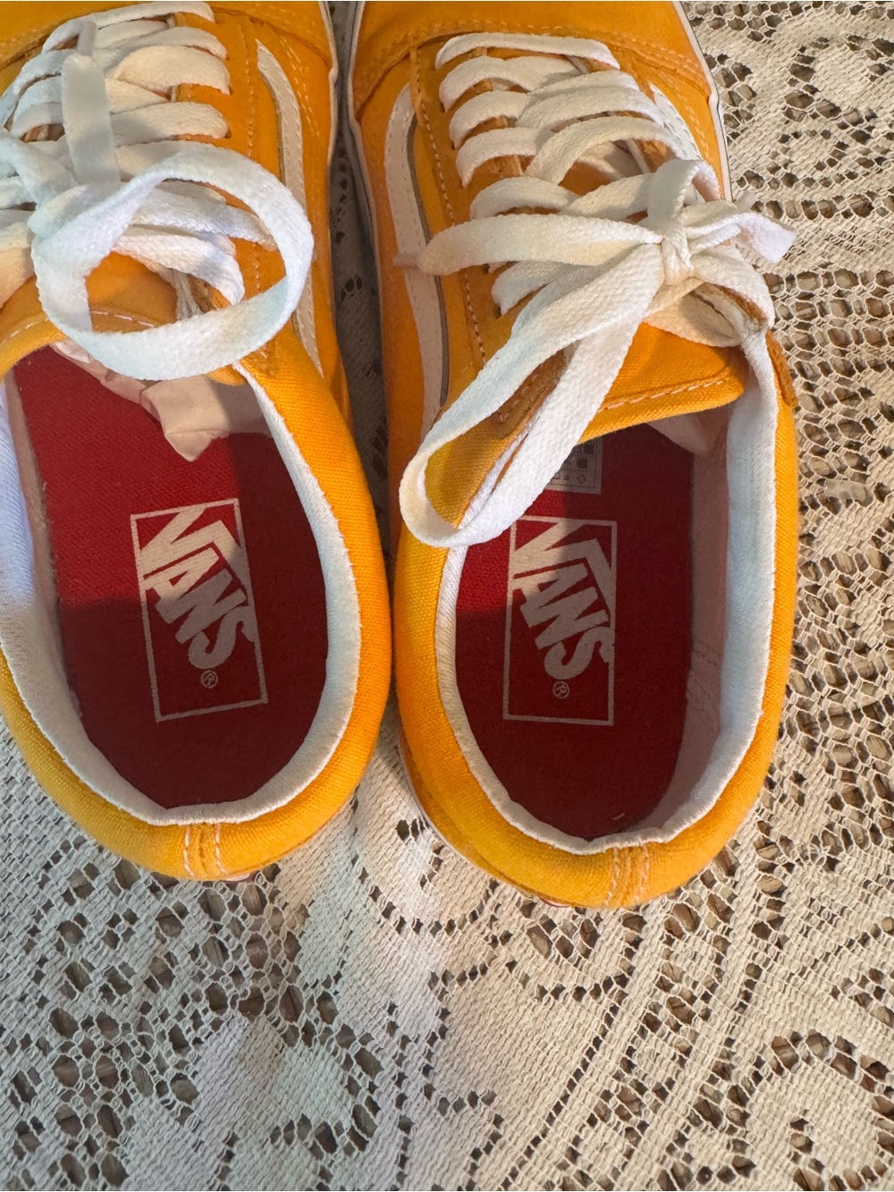 Vans Orange Suede Low-Top Skate Shoe with White Sole - Picture 5 of 7